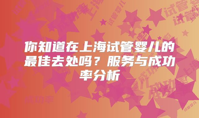 你知道在上海试管婴儿的最佳去处吗？服务与成功率分析