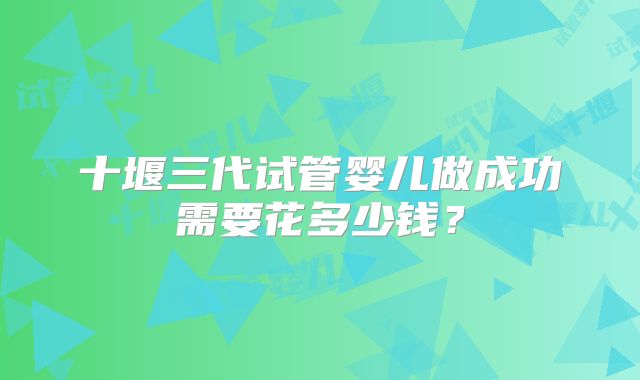 十堰三代试管婴儿做成功需要花多少钱？