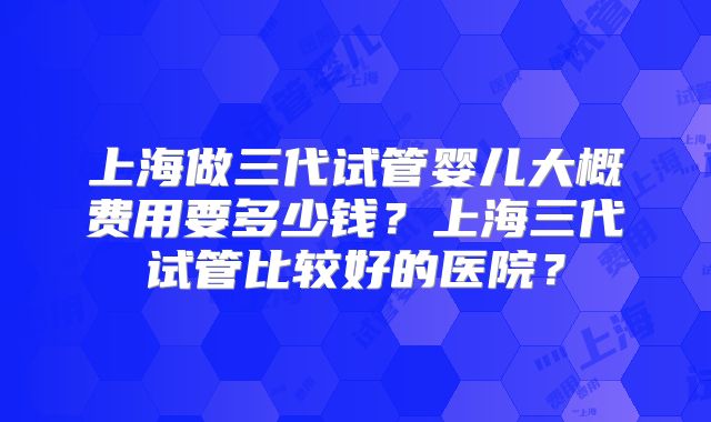 上海做三代试管婴儿大概费用要多少钱?上海三代试管比较好的医院?