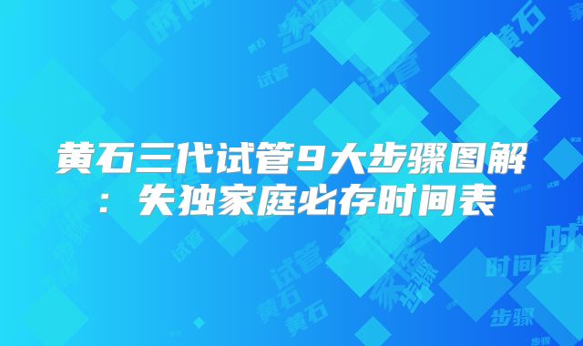 黄石三代试管9大步骤图解：失独家庭必存时间表