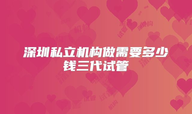 深圳私立机构做需要多少钱三代试管