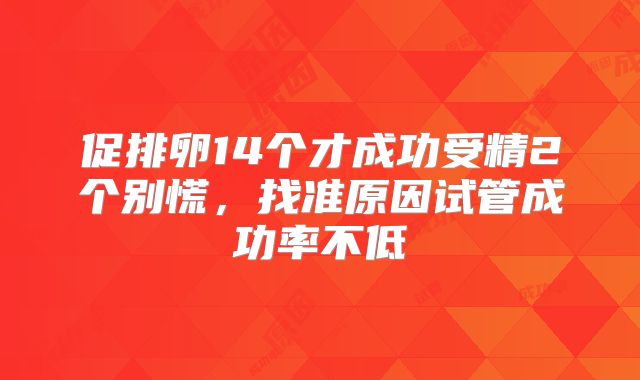 促排卵14个才成功受精2个别慌，找准原因试管成功率不低
