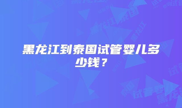 黑龙江到泰国试管婴儿多少钱？