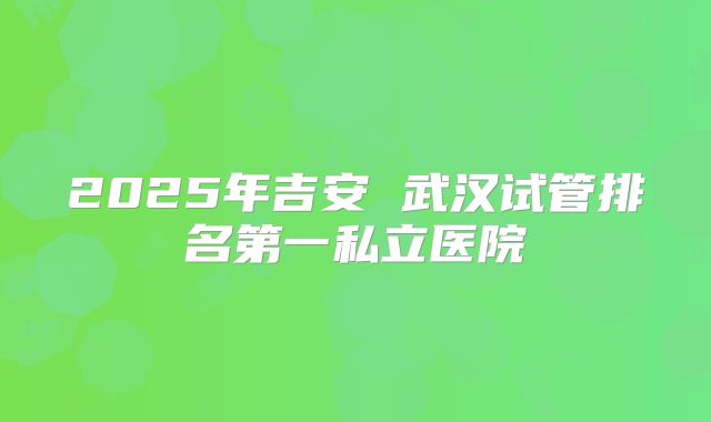 2025年吉安 武汉试管排名第一私立医院