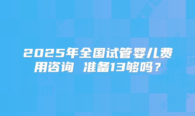 2025年全国试管婴儿费用咨询 准备13够吗?