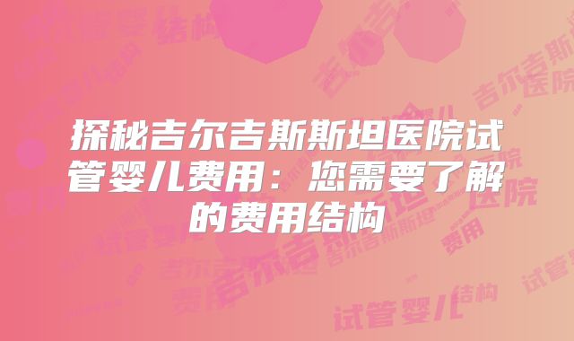 探秘吉尔吉斯斯坦医院试管婴儿费用：您需要了解的费用结构