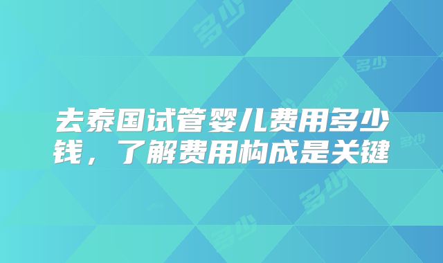 去泰国试管婴儿费用多少钱，了解费用构成是关键