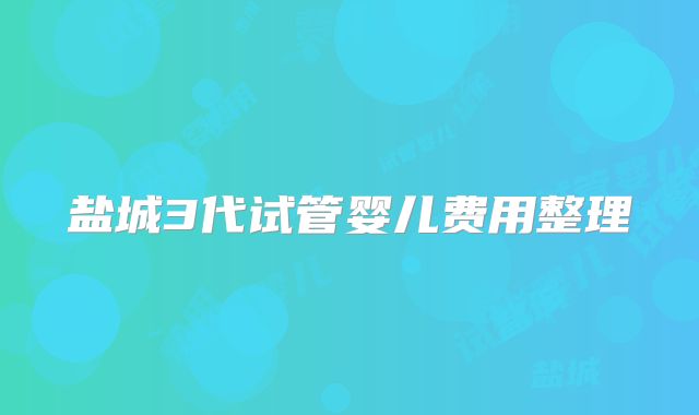 盐城3代试管婴儿费用整理