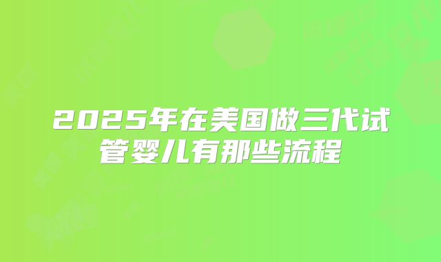 2025年在美国做三代试管婴儿有那些流程