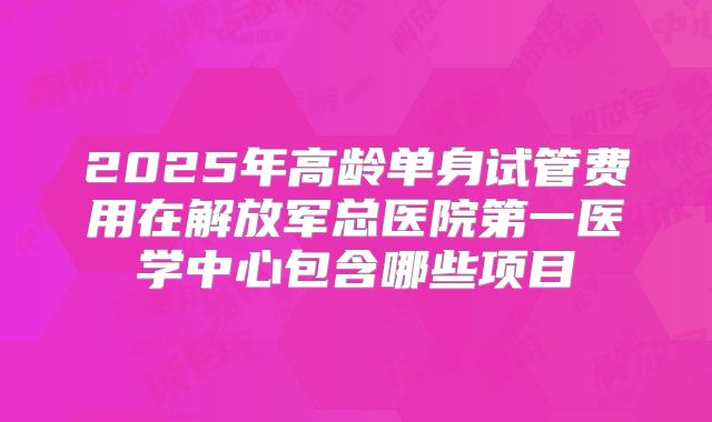 2025年高龄单身试管费用在解放军总医院第一医学中心包含哪些项目