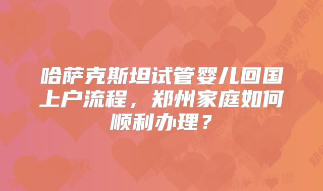 哈萨克斯坦试管婴儿回国上户流程，郑州家庭如何顺利办理？
