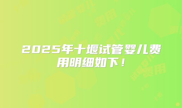 2025年十堰试管婴儿费用明细如下！
