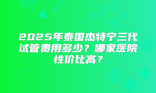 2025年泰国杰特宁三代试管费用多少？哪家医院性价比高？