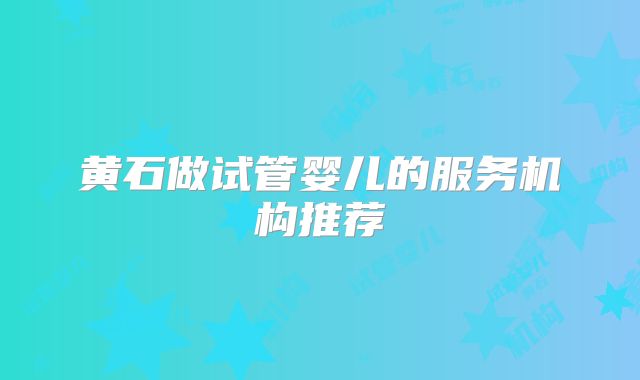 黄石做试管婴儿的服务机构推荐