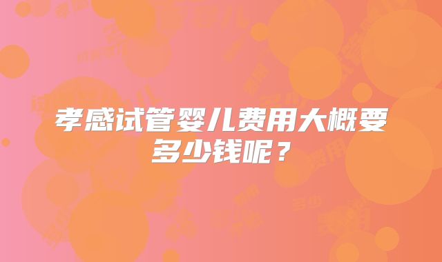 孝感试管婴儿费用大概要多少钱呢？