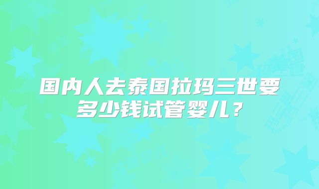 国内人去泰国拉玛三世要多少钱试管婴儿？