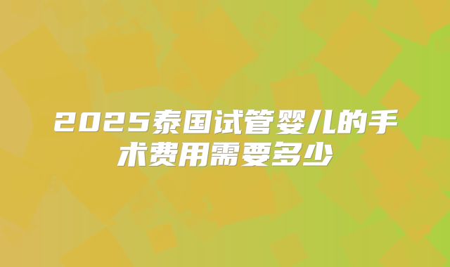 2025泰国试管婴儿的手术费用需要多少