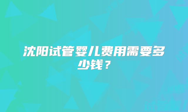 沈阳试管婴儿费用需要多少钱？