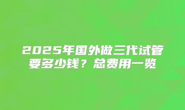 2025年国外做三代试管要多少钱?总费用一览