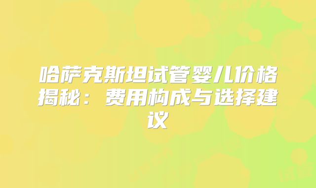 哈萨克斯坦试管婴儿价格揭秘:费用构成与选择建议