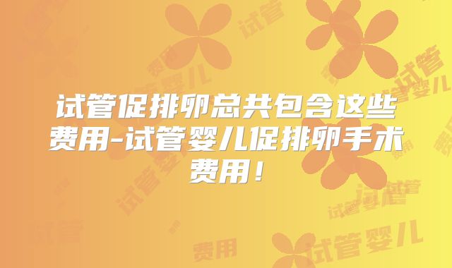 试管促排卵总共包含这些费用-试管婴儿促排卵手术费用!