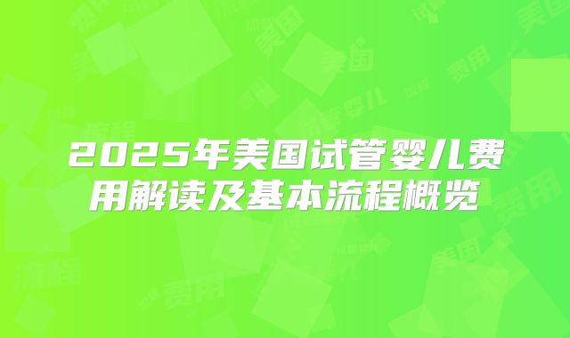 2025年美国试管婴儿费用解读及基本流程概览