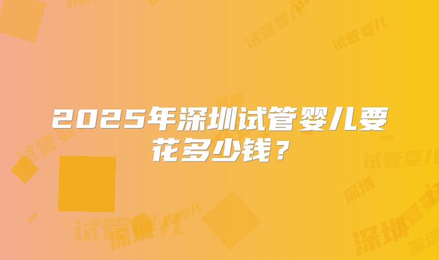 2025年深圳试管婴儿要花多少钱？