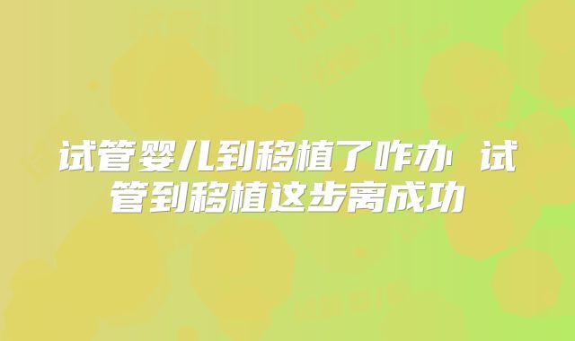 试管婴儿到移植了咋办 试管到移植这步离成功