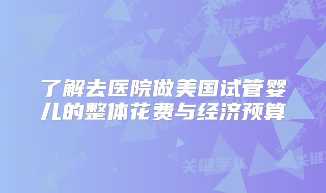 了解去医院做美国试管婴儿的整体花费与经济预算