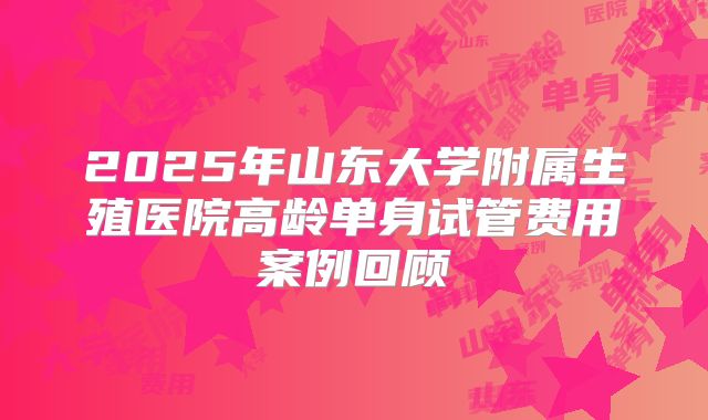 2025年山东大学附属生殖医院高龄单身试管费用案例回顾