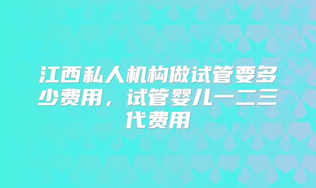 江西私人机构做试管要多少费用，试管婴儿一二三代费用