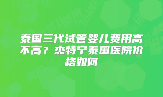 泰国三代试管婴儿费用高不高？杰特宁泰国医院价格如何