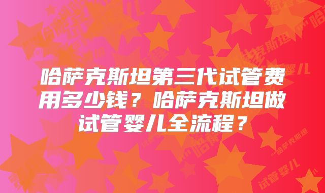 哈萨克斯坦第三代试管费用多少钱？哈萨克斯坦做试管婴儿全流程？