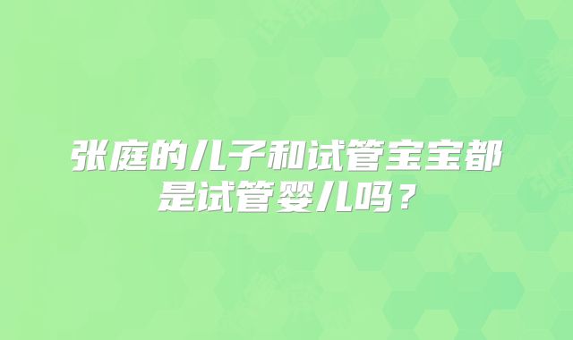 张庭的儿子和试管宝宝都是试管婴儿吗？