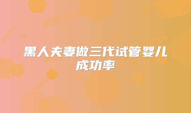 黑人夫妻做三代试管婴儿成功率