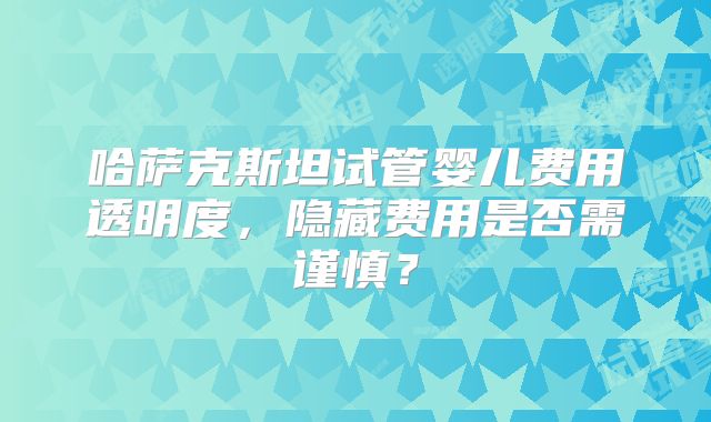 哈萨克斯坦试管婴儿费用透明度，隐藏费用是否需谨慎？