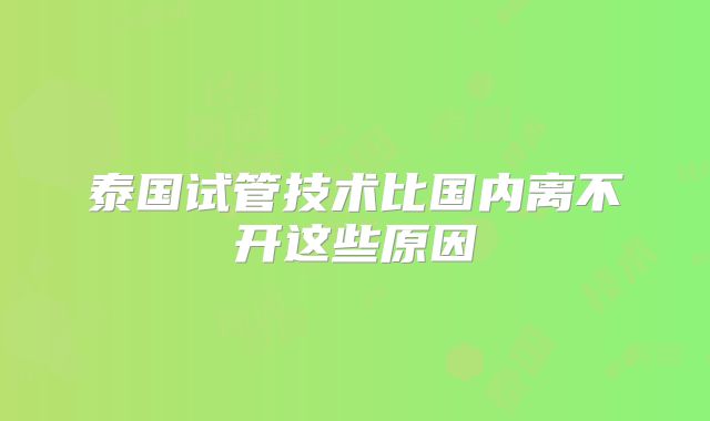 泰国试管技术比国内离不开这些原因