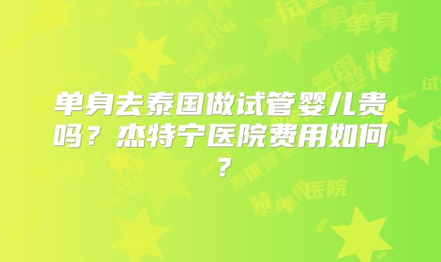 单身去泰国做试管婴儿贵吗？杰特宁医院费用如何？