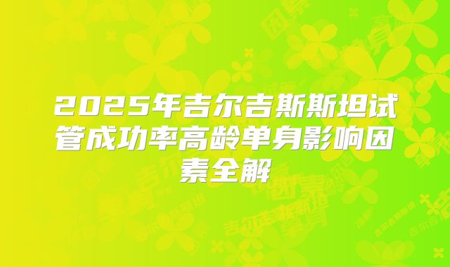 2025年吉尔吉斯斯坦试管成功率高龄单身影响因素全解