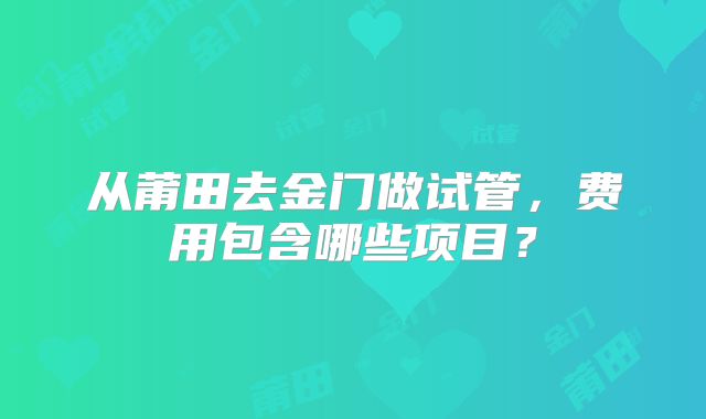 从莆田去金门做试管，费用包含哪些项目？