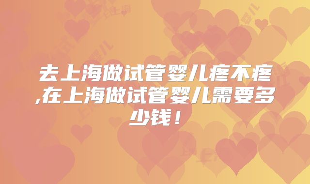 去上海做试管婴儿疼不疼,在上海做试管婴儿需要多少钱！