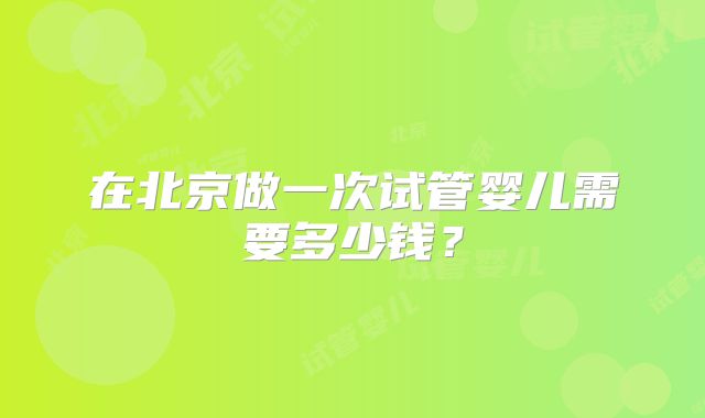 在北京做一次试管婴儿需要多少钱?