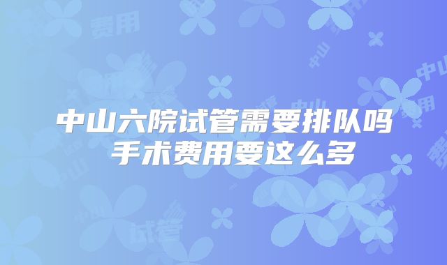 中山六院试管需要排队吗 手术费用要这么多