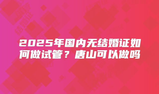 2025年国内无结婚证如何做试管?唐山可以做吗