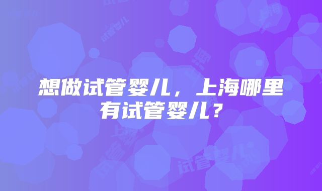 想做试管婴儿，上海哪里有试管婴儿？