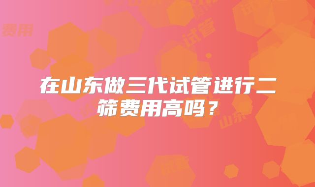 在山东做三代试管进行二筛费用高吗？