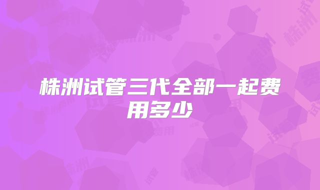 株洲试管三代全部一起费用多少