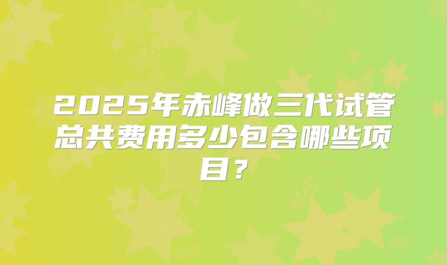 2025年赤峰做三代试管总共费用多少包含哪些项目？