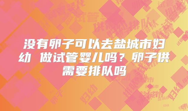 没有卵子可以去盐城市妇幼 做试管婴儿吗？卵子供需要排队吗
