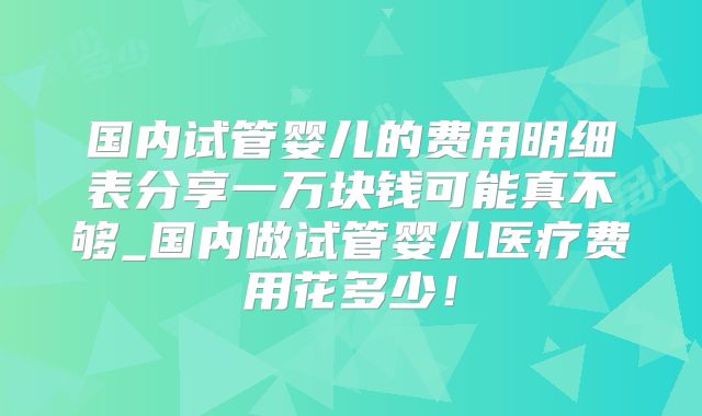 国内试管婴儿的费用明细表分享一万块钱可能真不够_国内做试管婴儿医疗费用花多少！